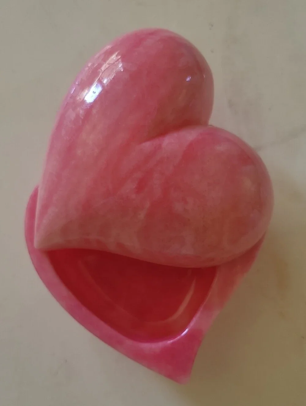 Pink Heart Shape Marble Jewery Box